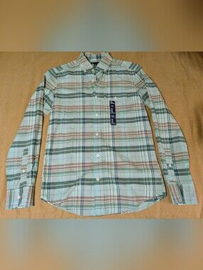 GAP Light Blue and Green Plaid Button-Down Shirt